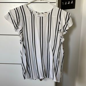 White and black stripe top